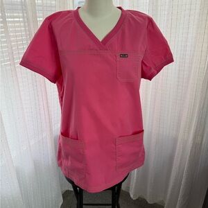 koi V-neck Scrub Top in Hot Pink and Pant Set